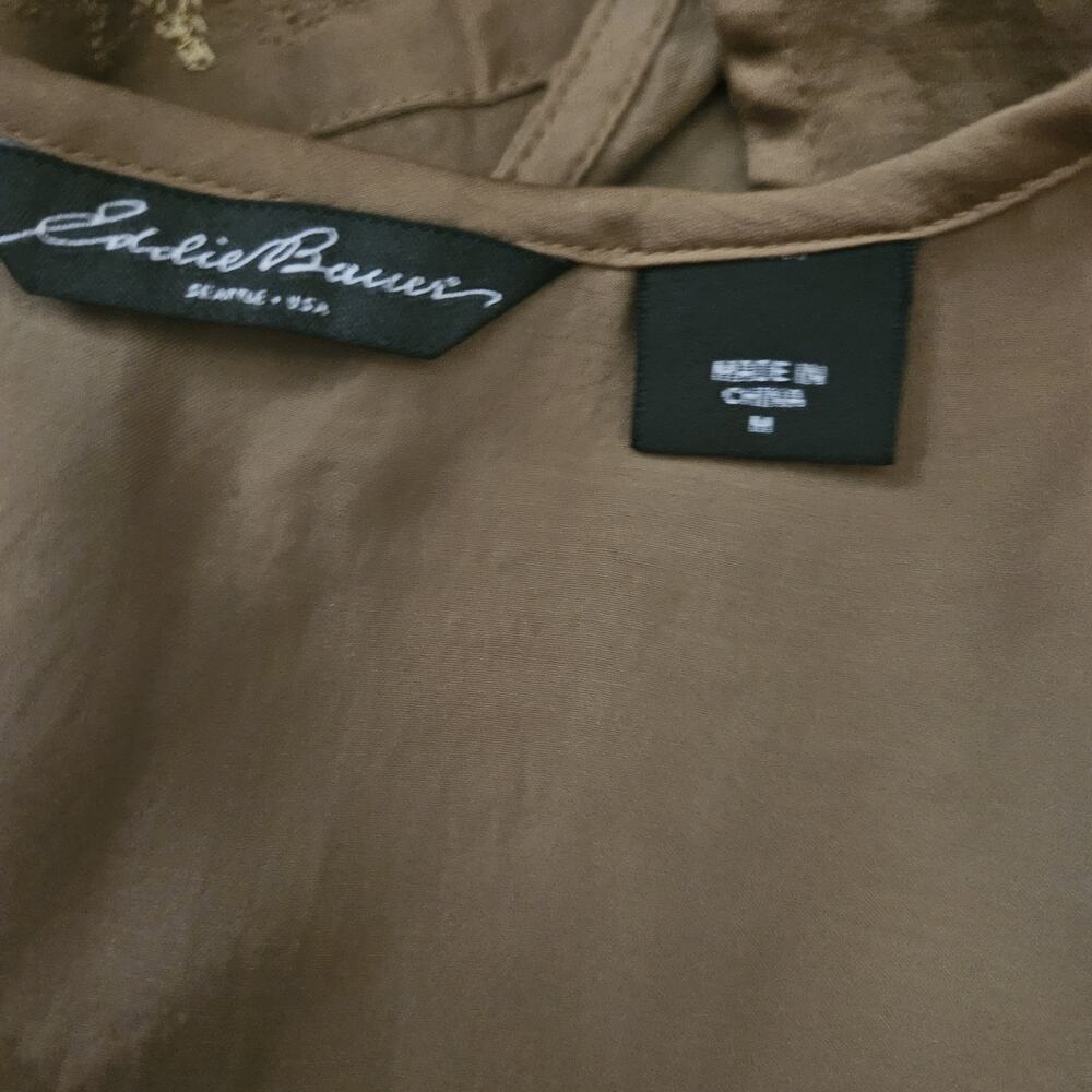 Eddie Bauer Olive Green Sleeveless Beaded Detail Blouse Size Medium - Picture 3 of 4
